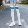 Rainbow Stripe Sweet Thigh Socks Over The Knee Socks for Women In Autumn(White)