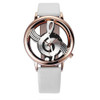 Musical Notation Shaped Dial Leather Belt Quartz Watch for Women / Men(rose gold leucorrhea)