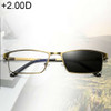 Dual-purpose Photochromic Presbyopic Glasses, +2.00D(Gold)