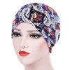 Women Floral Cotton Turban Hat Wrap Cap, Size: M?56-58cm?(Royal Blue Cashew Flower)