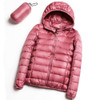 Casual Ultra Light White Duck Down Jacket Women Autumn Winter Warm Coat Hooded Parka, Size:M(Pink)