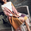 Autumn and Winter Ladies Long Wild Cashmere Warm Tassel Color Matching Scarf Shawl, Size:240 x 55cm(Yellow Pink)