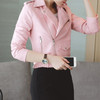 Punk Lapel Women Leather Jacket (Color:Pink Size:L)