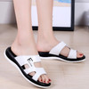Comfortable Soft Flat Bottom Non-slip Beach Sandals Slippers for Women (Color:White Size:36)