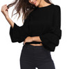 Autumn and Winter Women Slim Short Sweater, Size: S(Black)