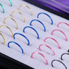 40 PCS Color Mixed titanium steel Fashion Nose Circle Rings, 0.35 US Size, Inner Diameter: 9 mm, Perimeter: 28 mm(Colour)