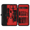 12 in 1 Advanced Stainless Nail Care Clipper Pedicure Manicure Kits with Leather Case (Red+Black)