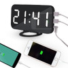 Multifunction Creative Mirror Reflective LED Display Alarm Clock with Snooze Function & 2 USB Charge Port(White)