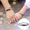 Valentines Day Gift Creative Trendy Titanium Steel Couple Bracelet for Men, Engraved Words Style (Black + Blue)