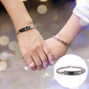 Valentines Day Gift Creative Trendy Titanium Steel Couple Bracelet for Woman, No Engraved Words Style (Black + Blue)