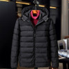 Simple Solid Color Comfortable Warm Cotton Jacket Coat (Color:Black Size:XXXXL)