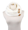 Winter Round Buttons Gaiter Scarf Women Thick Warm Wool Knitted Scarves Collar (White)