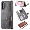 For  Galaxy Note 10 Buckle Zipper Shockproof Protective Case with Holder & Card Slots & Wallet & Lanyard & Photos Frame(Gray)