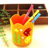 3 PCS Children Handmade Non-woven Fabric 3D Pen Container DIY Toy Baby Creative Toys(Round Orange)