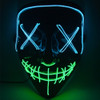 Halloween Festival Party X Face Seam Mouth Two Color LED Luminescence Mask(Blue Green)