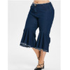 Fashion Women Plus Size Casual Pants(Color:Dark Blue Size:XXXXL)