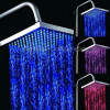 Square Temperature Sensor 3-Color (Blue / Pink / Red) LED Showerhead(Silver)