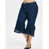 Fashion Women Plus Size Casual Pants(Color:Dark Blue Size:XXXXXL)