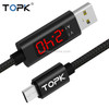 TOPK 1m 2.4A Max USB to Micro USB Nylon Braided Fast Charging Sync Data Cable, with Output Display(Black)