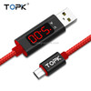 TOPK 1m 2.4A Max USB to Micro USB Nylon Braided Fast Charging Sync Data Cable, with Output Display(Red)