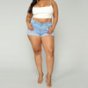 Plus Size Cowgirl Shorts Hot Pants (Color:Baby Blue Size:XXXXL)