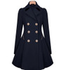 Slim Mid-length Commuter Jacket Trench Coat (Color:Navy Size:M)