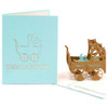 Handmade Creative 3D Three-dimensional Pink Blue Baby Carriage Paper Cut Engraving Greeting Card(Green)