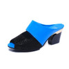 Patent Leather Thick Bottom Fish Mouth Casual Slippers, Size:39(Blue)