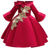 Girls European Style Embroidered Dress Prom Dress, Size:110cm(Red)