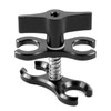 PULUZ Dual Ball Clamp Open Hole Diving Camera Bracket CNC Aluminum Spring Flashlight Clamp for Diving Underwater Photography System(Black)