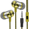 Metal Wired Earphone Super Bass Sound Headphones In-Ear Sport Headset with Mic for Xiaomi Samsung Huawei(YELLOW)