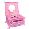 Classic Dressing Table Rotating Girl Music Box With Mirror Drawer Music Box(Pink)