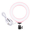 PULUZ 6.2 inch 16cm USB 3 Modes Dimmable LED Ring Vlogging Photography Video Lights  with Cold Shoe Tripod Ball Head(Pink)