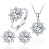 3 PCS/Set Snow Shape Gemstone Jewelry Set For Women, Ring Size:8(White)