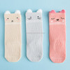 3 Pairs Cartoon Lovely Autumn Winter Cotton Baby Socks, Size:S(Double Cat)