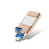 128GB USB 3.0 + 8 Pin + Mirco USB Android iPhone Computer Dual-use Metal Flash Drive (Gold)