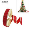 5 PCS 2m Christmas Party Decoration Glitter Powder Christmas Tree Decoration Ribbon(Dark Red)