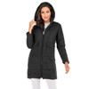 Women Long Hooded Cotton Jacket (Color:Black Size:L)