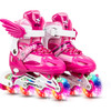 Adjustable Children Full Flash Single Four-wheel Roller Skates Skating Shoes Set, Size : L (Pink)