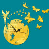 Butterfly Star 3D Acrylic Stereo Living Room Bedroom Decorating Mirror Wall Clock(Gold)