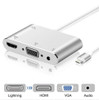 3 in 1 8 Pin to HDMI / VGA / Audio Adapter(Silver)