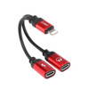 ENKAY ENK-AT104 8 Pin to Dual 8 Pin Charging Listen to Songs Aluminum Alloy Adapter Conversion Cable(Red)