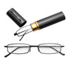 Reading Glasses Metal Spring Foot Portable Presbyopic Glasses with Tube Case +1.00D(Black )