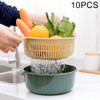 10 PCS Double-Layer Hollow Fruit & Vegetable Drain Basket Household Plastic Vegetable Washing Basket, Size:Small(Green)