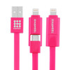 HAWEEL 2 in 1 Micro USB & 8 Pin to USB Data Sync Charge Cable, For iPhone, Galaxy, Huawei, Xiaomi, LG, HTC and other smart phones, Length: 1m(Magenta)