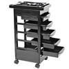 Five-floors Adjustable Height Hair Salon Instrument Storage Cart Beauty Trolley(Black)
