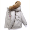 Men Goose Short Padded Workwear Down Jacket (Color:Creamy White Size:L)