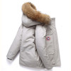 Men Goose Short Padded Workwear Down Jacket (Color:Creamy White Size:XXXL)