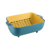 Rotating Double-Layer Storage Fruit Basket Kitchen Vegetable Washing & Draining Basket(Blue)
