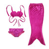 Girl Mermaid Tail 3 Pieces Swimmable Bikini Set Cute Swimsuit with Hat, Size: 130cm(Magenta)